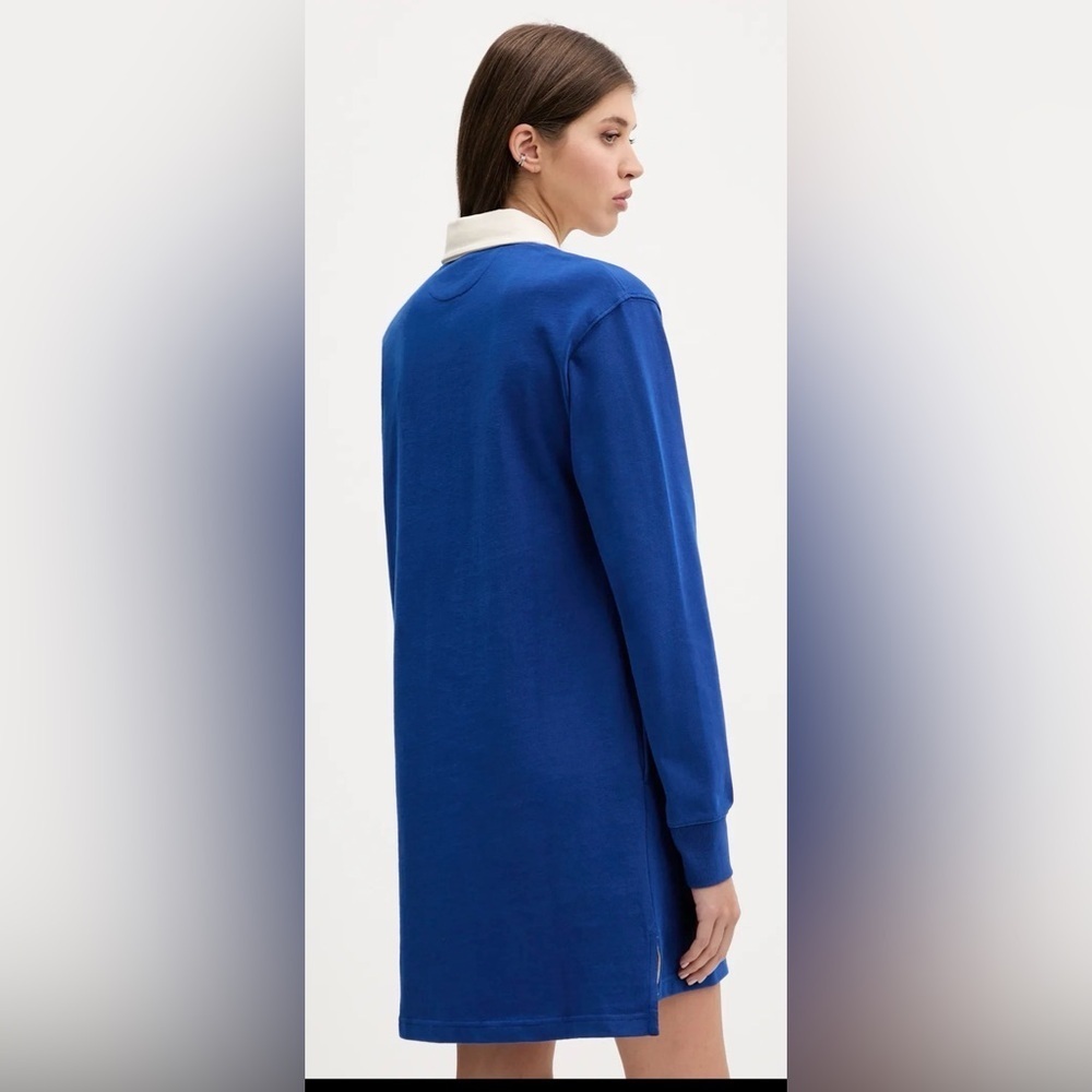 Guess Jeans Polo Sweatshirt Mini Dress Size S Blue White Logo Long Sleeve - Picture 3 of 15